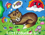 儿童画作品欣赏:小花猫的美梦