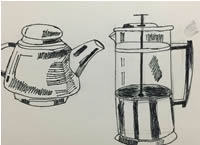 儿童素描作品茶水壶