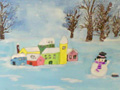 儿童画作品欣赏美丽的冬天水粉画