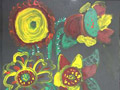 儿童画作品欣赏窗台的一盆花水粉画