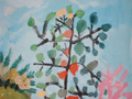 儿童画作品欣赏一棵彩色的树水粉画
