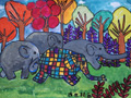 儿童画作品欣赏大象水粉画