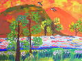 儿童画作品欣赏彩色的河水粉画