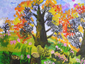 儿童画作品欣赏秋天的树林水粉画