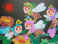 儿童画作品欣赏可爱小蜜蜂水粉画