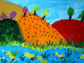 儿童画作品欣赏山清水秀水粉画