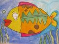 儿童画作品欣赏小花鱼水粉画