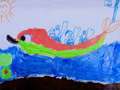 儿童画作品欣赏我们家的海豚船水粉画