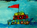 儿童画作品欣赏我的航海小船水粉画