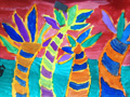 儿童画作品欣赏四棵椰树水粉画