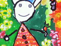 儿童画作品欣赏快乐的兔子小姐水粉画