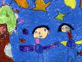 儿童画作品欣赏月光下的遐想水粉画