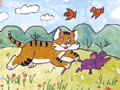 儿童画作品欣赏猫抓老鼠水粉画