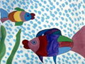 儿童画作品欣赏鱼妈妈和鱼宝宝水粉画