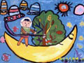 儿童画作品欣赏弯弯的月亮水粉画