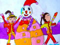 儿童画作品欣赏彩色的雪人水粉画