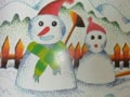 儿童画作品欣赏两个大雪人水粉画