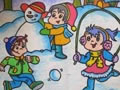 儿童画作品欣赏快乐的冬天水粉画