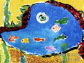 儿童画作品欣赏《妈妈肚里游泳》水粉画