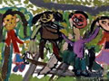 儿童画作品欣赏《快乐的朋友》水粉画