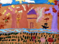 儿童画作品欣赏《森林中的游戏》水粉画