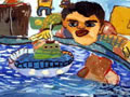 儿童画作品欣赏《我做的小军舰》水粉画