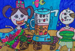儿童绘画作品幼儿画画大全水彩画-我和伙伴和果