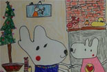 儿童绘画作品水彩画图片大全-幸福的小兔一家