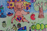 儿童绘画作品简单水彩画图片大全-调皮小猪