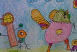 儿童绘画作品手绘水彩画图片大全-英武的小公鸡