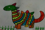 儿童绘画作品儿童水彩画图片大全-彩色的恐龙