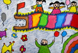 儿童绘画作品欢度春节儿童绘画作品-春节和小伙