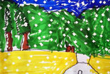 儿童绘画作品儿童绘画作品冬天的图片-雪下的真