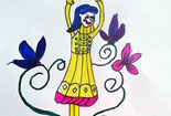 儿童绘画作品儿童水彩画图片-我在花丛跳舞