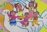 儿童绘画作品优秀儿童水彩画作品-民族团结，世