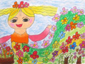儿童绘画作品欢迎春姑娘