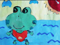 儿童绘画作品水中的青蛙