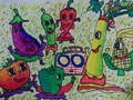 儿童绘画作品果蔬聚会