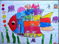 儿童绘画作品鱼一样的世界