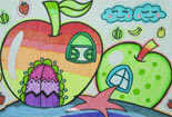 儿童绘画作品漂亮的苹果屋儿童水彩画图片大全