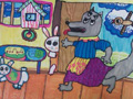 儿童绘画作品狼吃兔