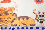 儿童绘画作品闭目养神的老虎水彩笔画图片大全