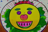 儿童绘画作品小学生水彩画图片之小丑水果拼盘