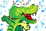 儿童绘画作品爱洗澡的鳄鱼儿童水彩画图片大全