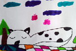 儿童绘画作品睡午觉的小猫咪儿童水彩画作品