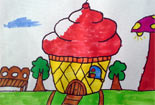 儿童绘画作品冰激凌房子儿童水彩画图片大全