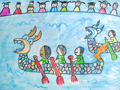 儿童绘画作品端午赛龙舟