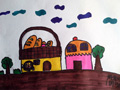 儿童绘画作品可爱菜篮子住房