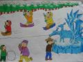 儿童绘画作品冬天堆雪人