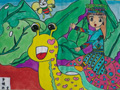 儿童绘画作品公主骑蜗牛